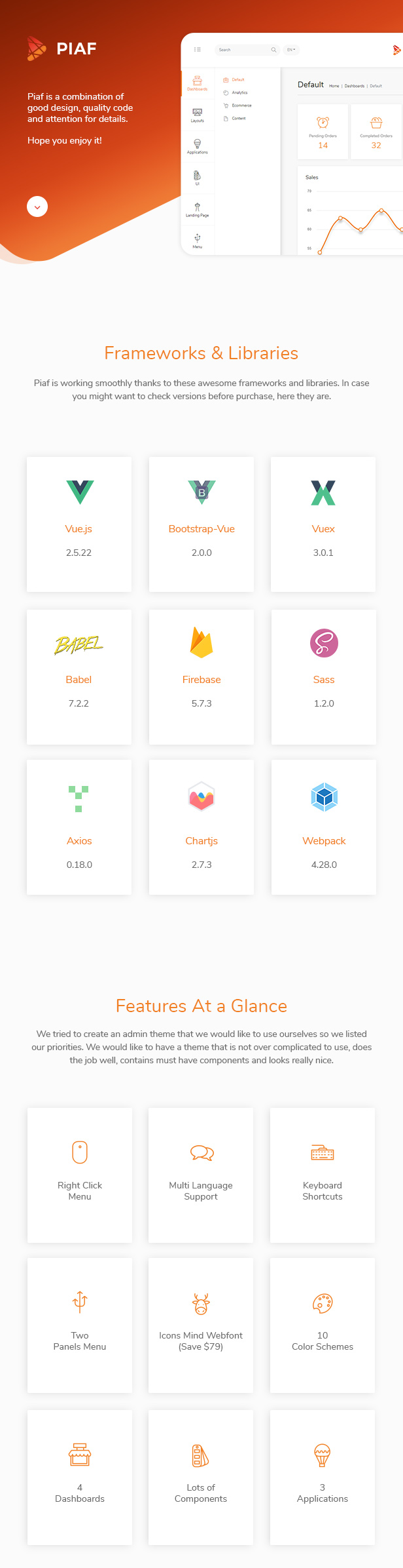 Piaf - Vuejs Admin Dashboard - 4