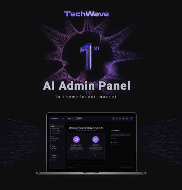 TechWave - AI Laravel, Angular 19, Symfony & Node Dashboard for Image Generation & Chat Bot - 2