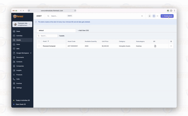 Assets Management Module for Concord CRM - Manage Company and Customer Assets - 2