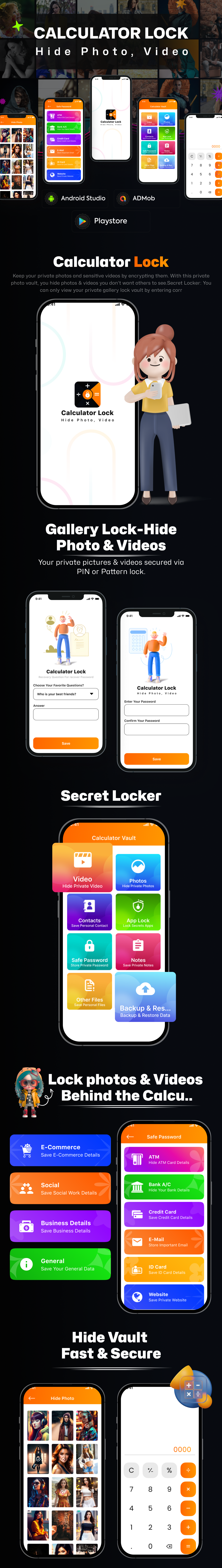 Calculator Lock - Hide Photo Videos and Documents - Secret Vault - App Vault - 1