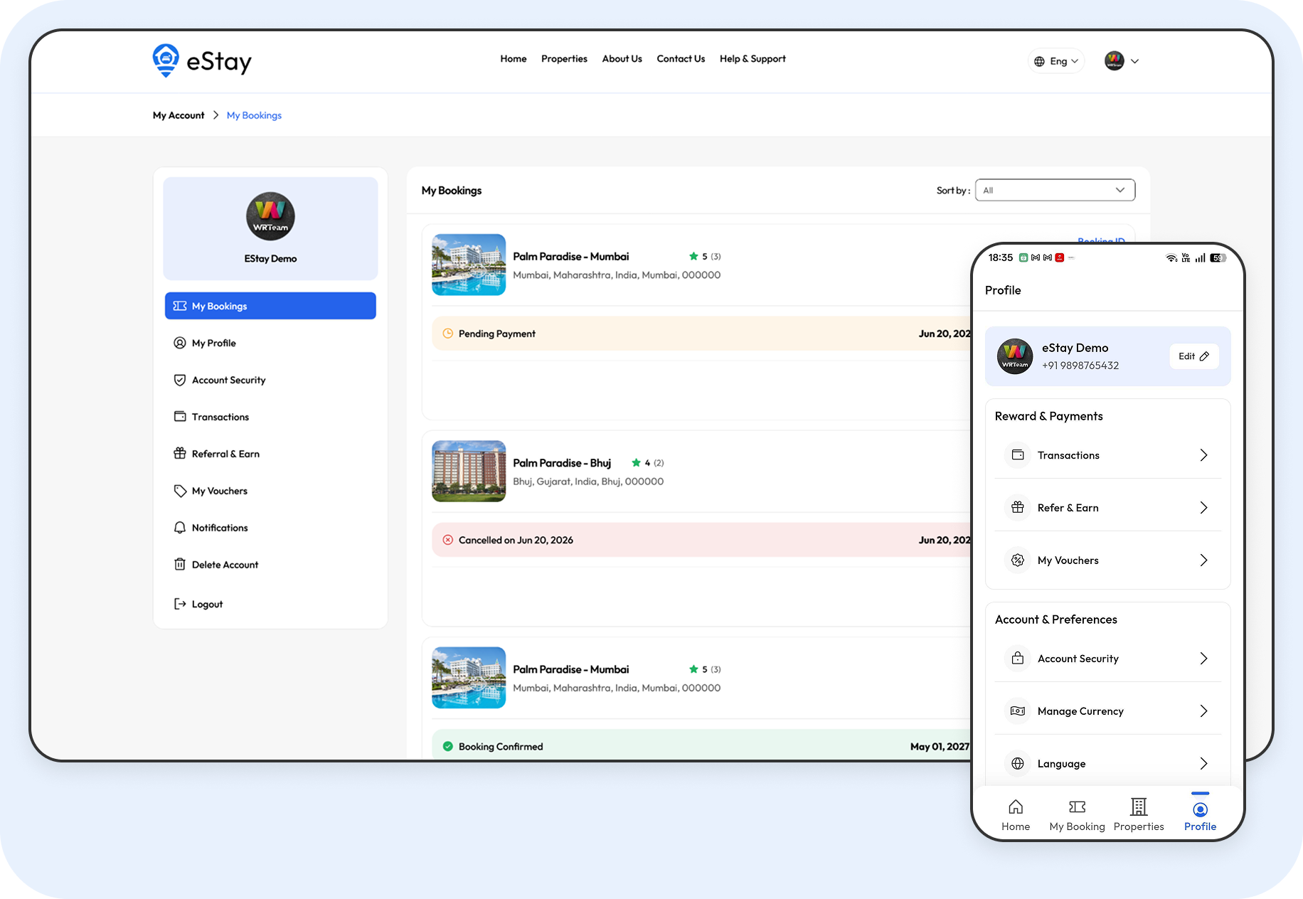 Customer Profile Page