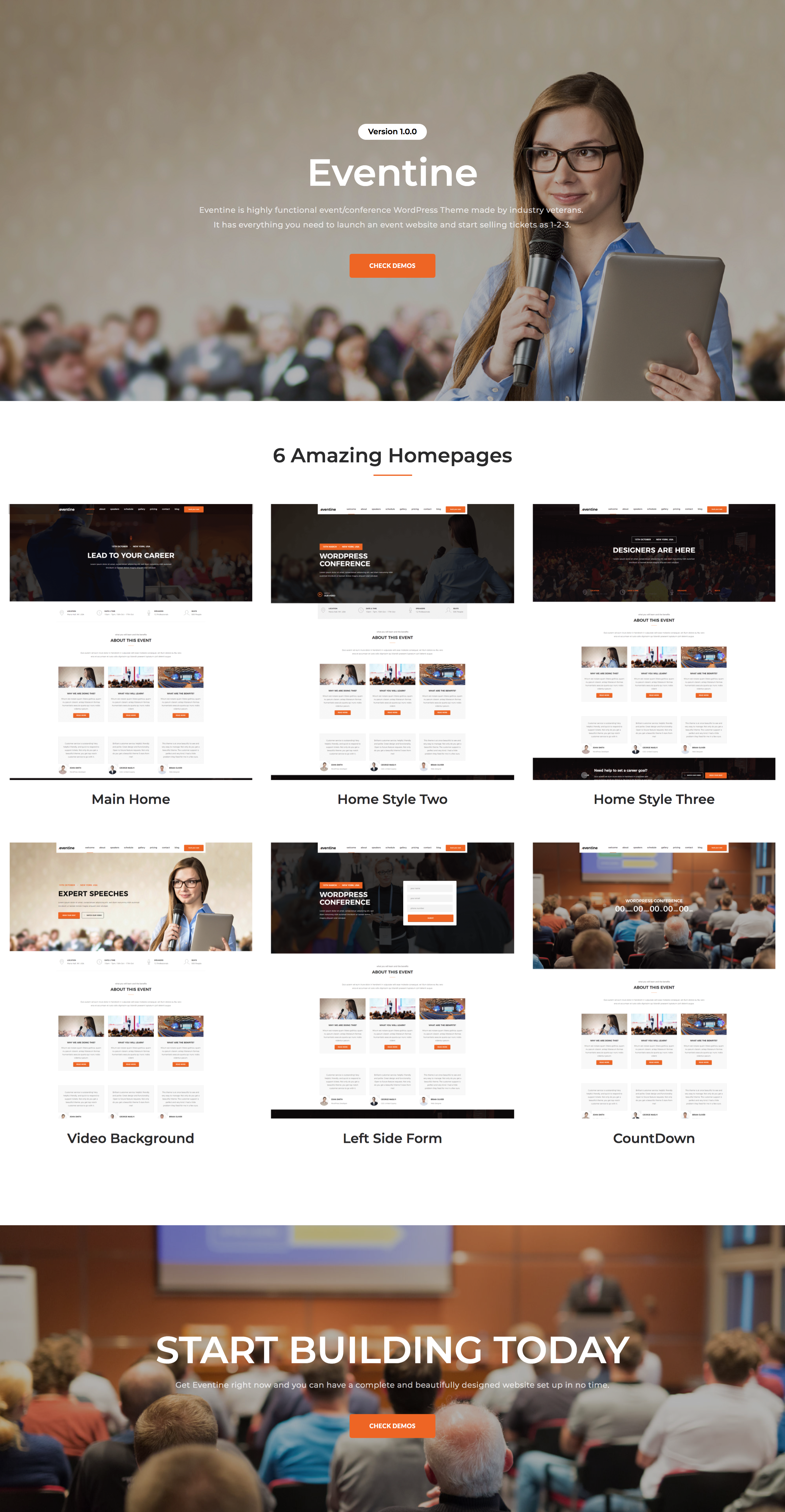 Eventine - Conference & Event Management OnePage WordPress Theme - 1