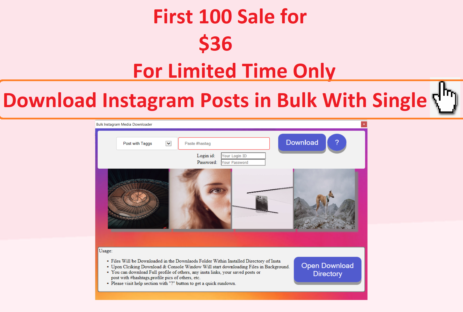 bulk instagram media downlaoder\