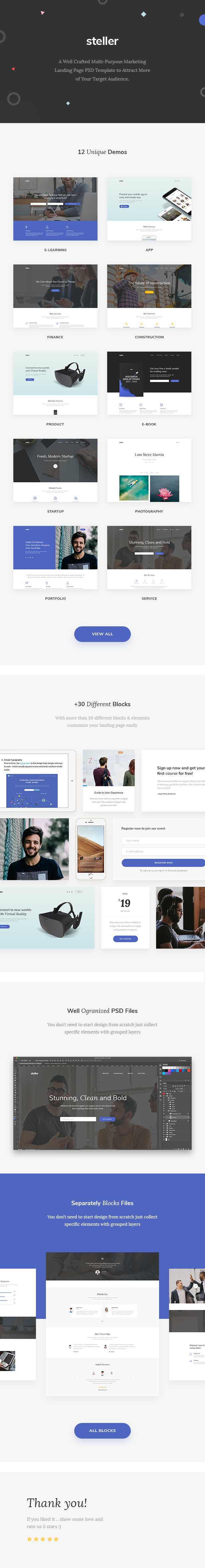 Steller - Marketing Landing Page PSD Template - 6