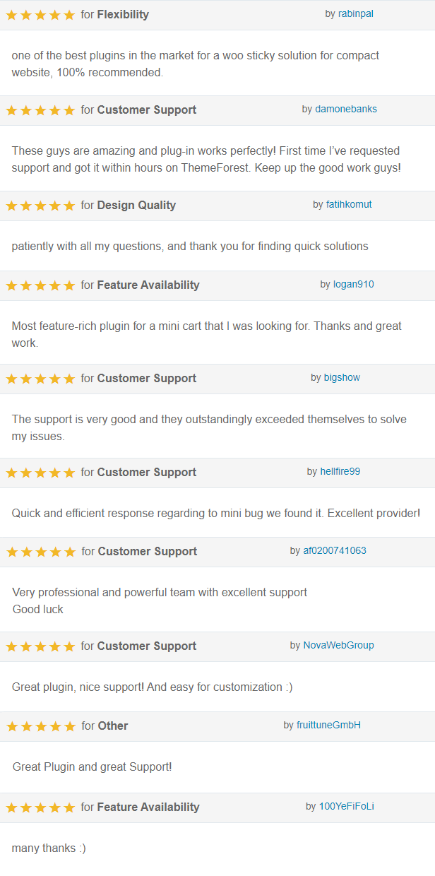 sticky mini cart customer feedback