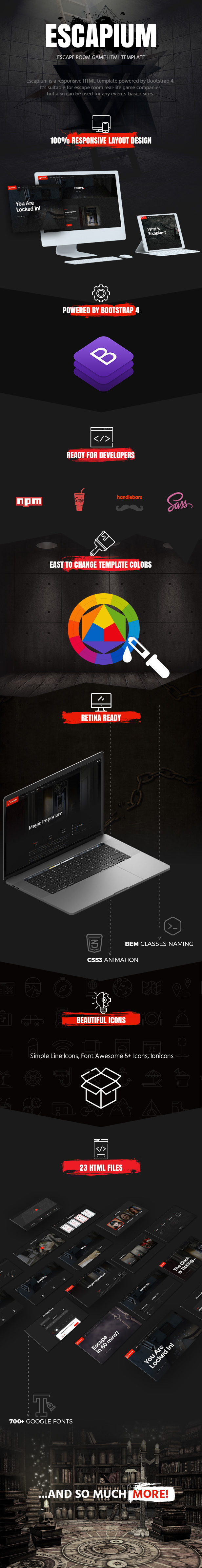 Main Features for Escapium HTML Template