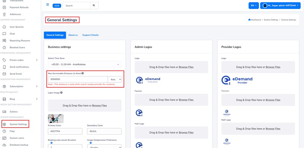Max Serviceable Distance Screenshot