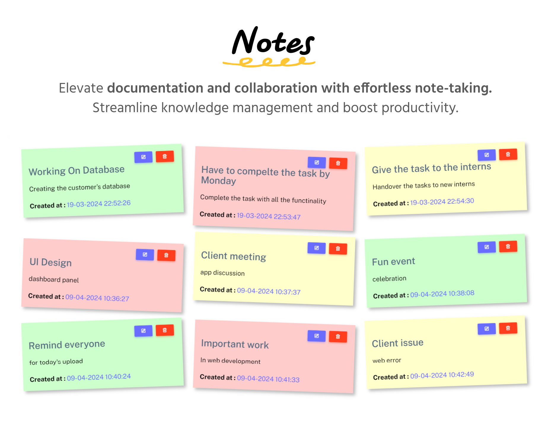 Notes - Admin panel - Taskify SaaS - Project Management, Task Management & Productivity Tool