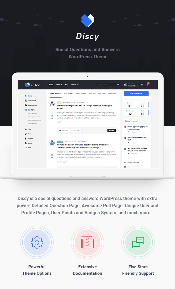 Discy Free Social Questions and Answers premium themeforest WordPress Theme