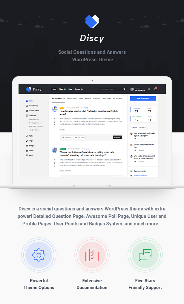 Discy - Social Questions and Answers WordPress Theme