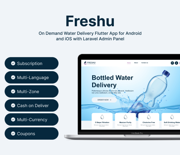 Freshu - Water Subscription App and Delivery eCommerce Flutter Mobile App - 1