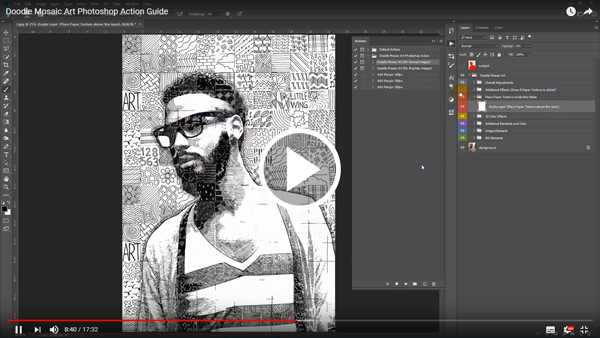 Doodle Mosaic Art Photoshop Action - 1