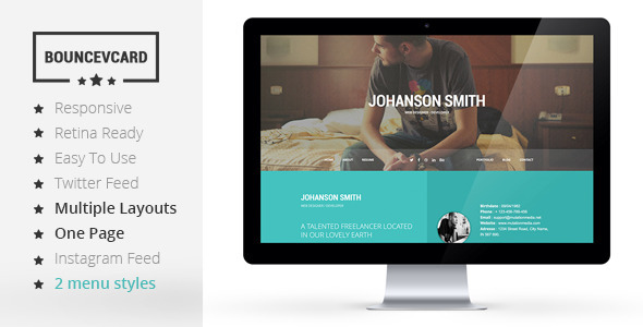    BOUNCE - Responsive One Page Vcard Template   