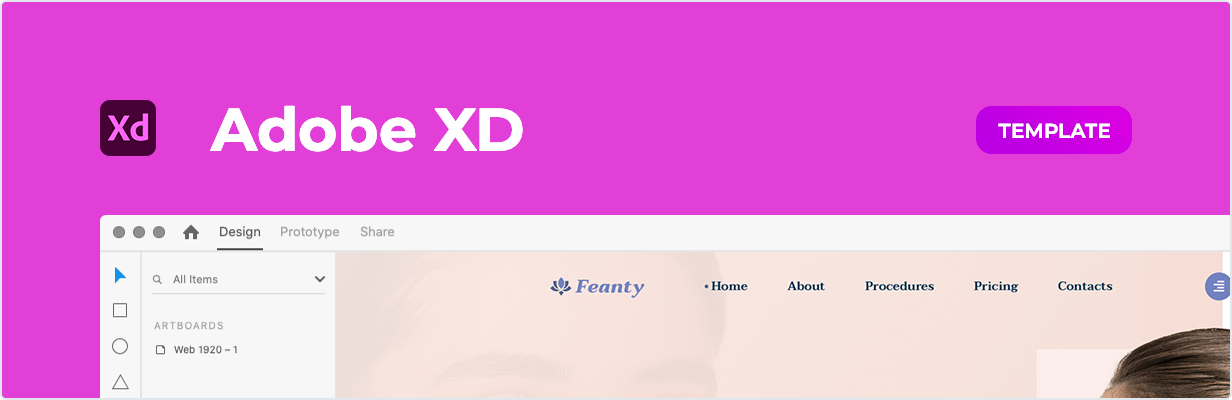 Feanty – Beauty Clinic Template for Adobe XD