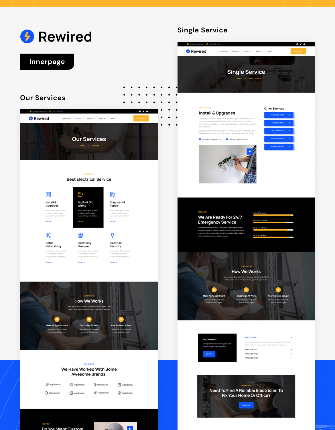 Rewired | Electrical Installation & Maintenance Services Elementor Template Kit - 3