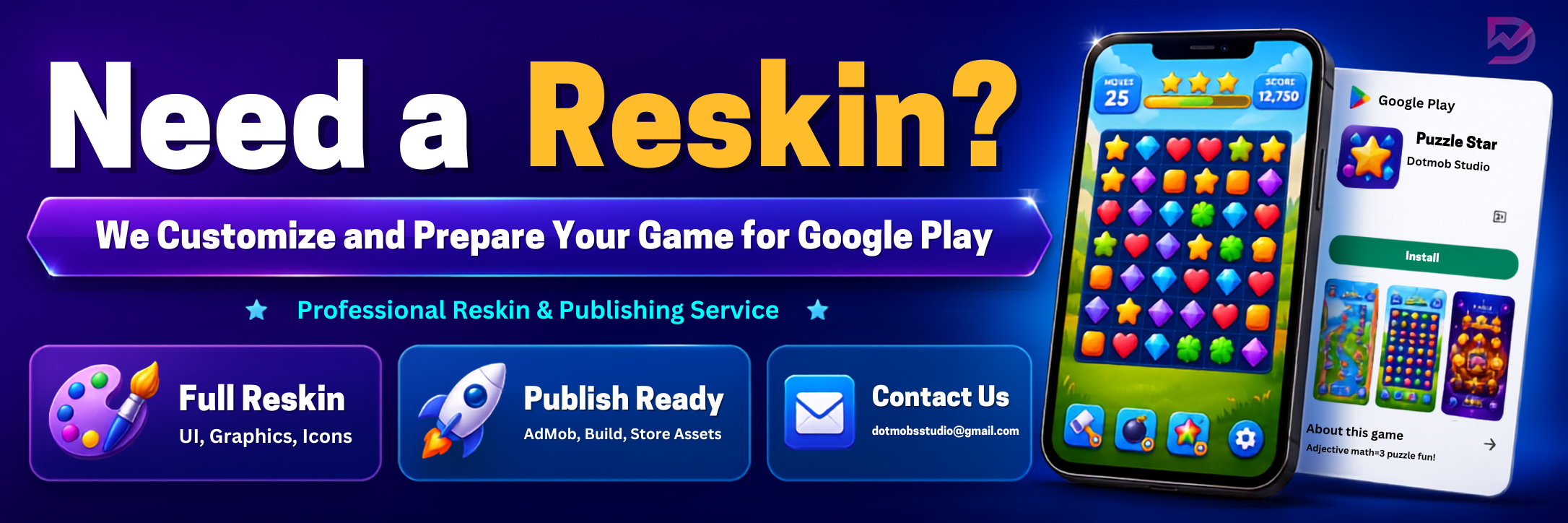 Contact us for Unity game reskin and publishing service