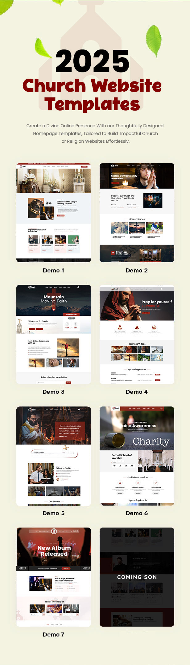 Deeds - Simple Nonprofit Church Website Template - 1
