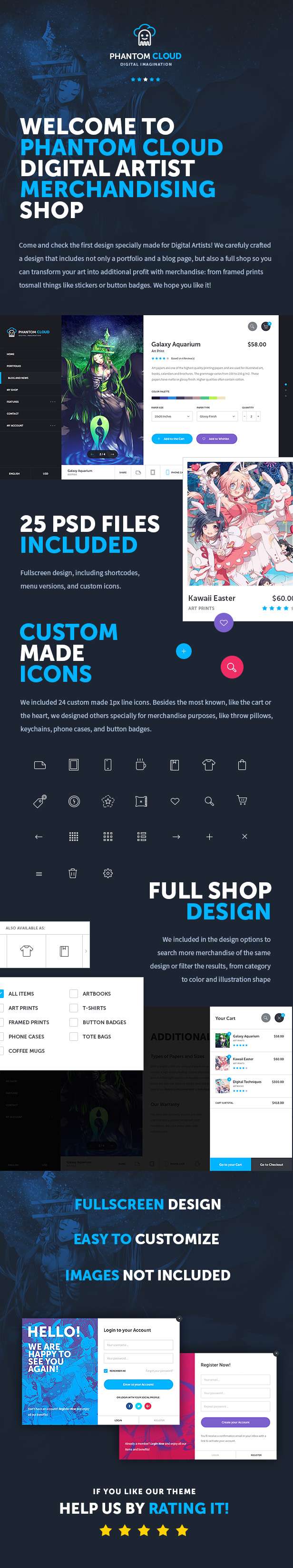 Phantom Cloud - Digital Artist Merchandising Shop PSD Template - 6