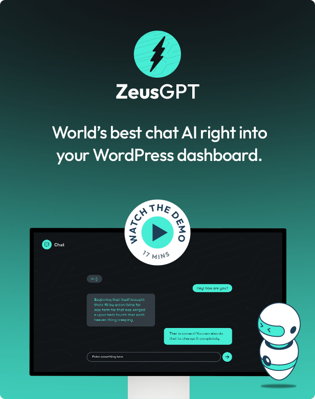ZeusGPT - Demonstração de recursos do plug-in WordPress