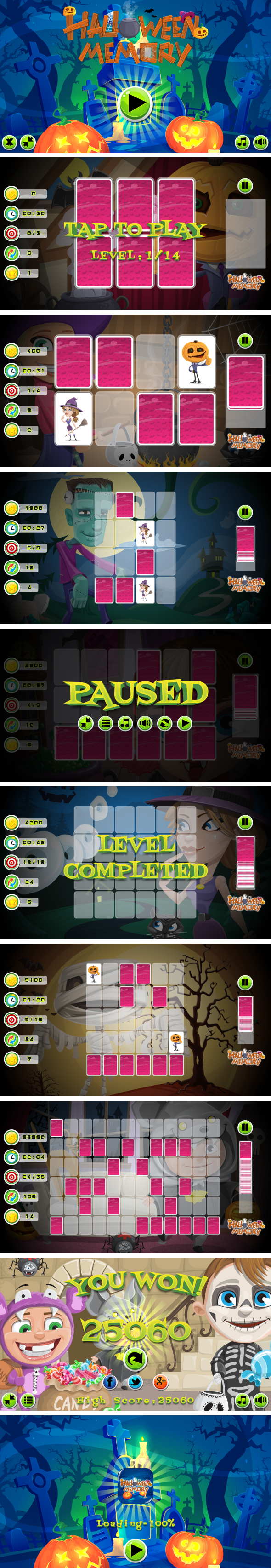 Halloween Memory - HTML5 Game 14 Levels + Mobile Version! (Construct 3 | Construct 2 | Capx) - 3