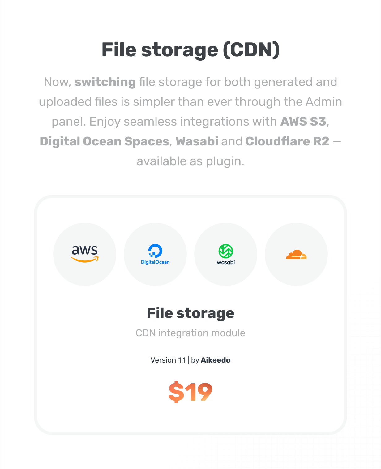 AWS S3, Digital Ocean Spaces, Wasabi and Cloudflare R2 file storage plugin aikeedo @heyaikeedo