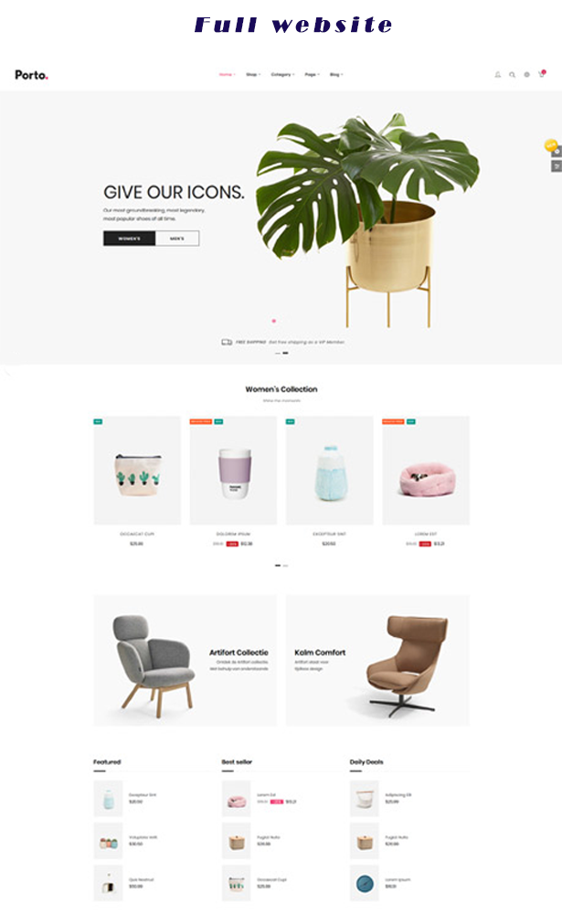 Porto Minimal Furniture eCommerce Theme