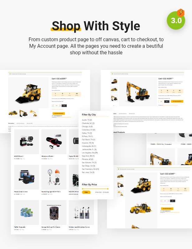 online shop Backhoe - Heavy, cameras & videos Equipment Rentals WordPress Theme