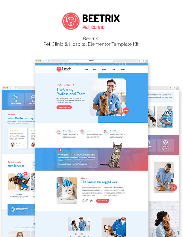 Beetrix - Pet Clinic & Hospital Elementor Template Kit - 2