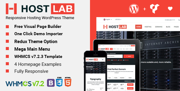 HostLab - Responsive Hosting Service With WHMCS WordPress Theme - Hosting Technology