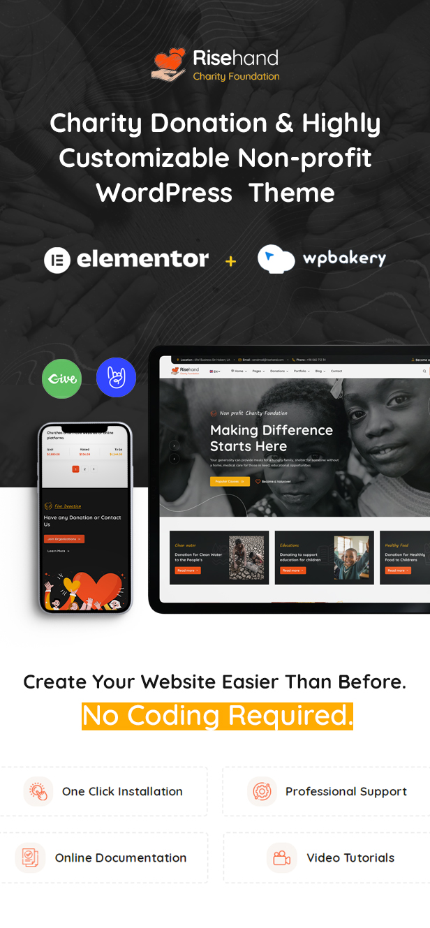 RiseHand - Charity & Donation WordPress Theme