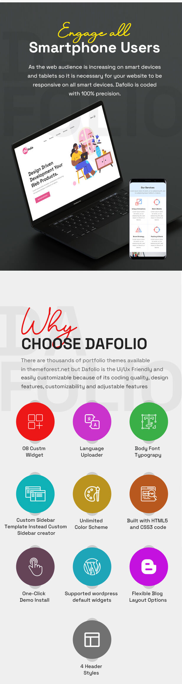 Dafolio - A Portfolio WordPress Website Theme For Elementor - 3
