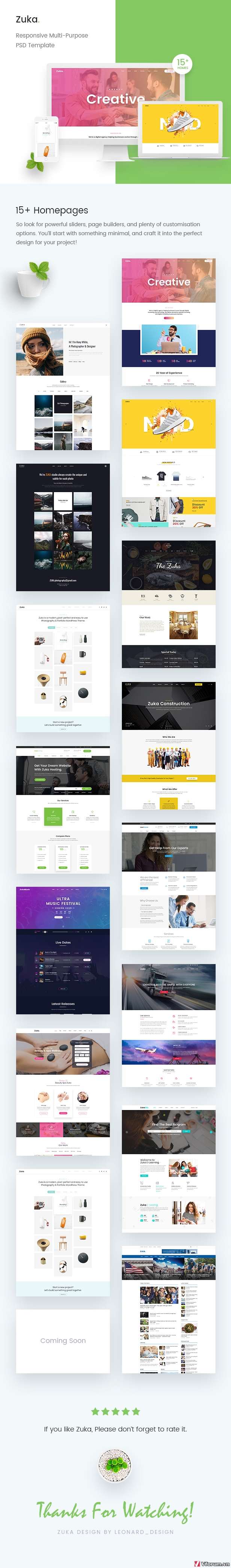 Zuka | Responsive Multi-Purpose PSD Template - 1