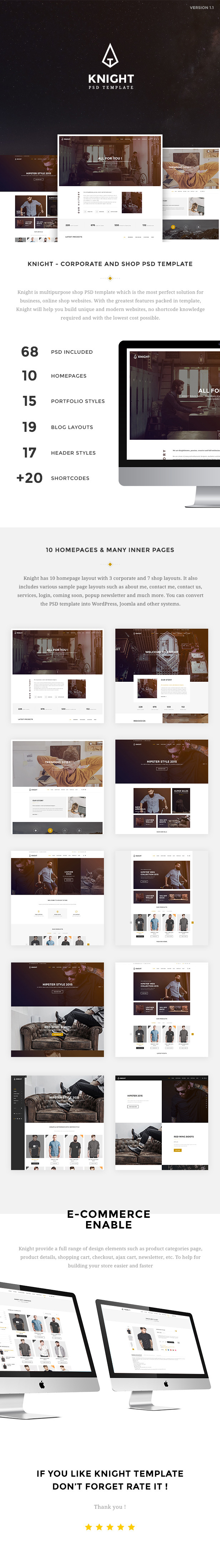 Knight - Corporate and Shop PSD Template - 5