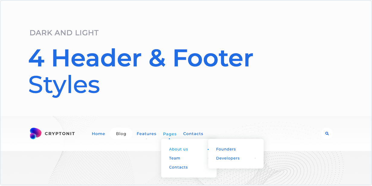 4 dark and Light header & footer styles
