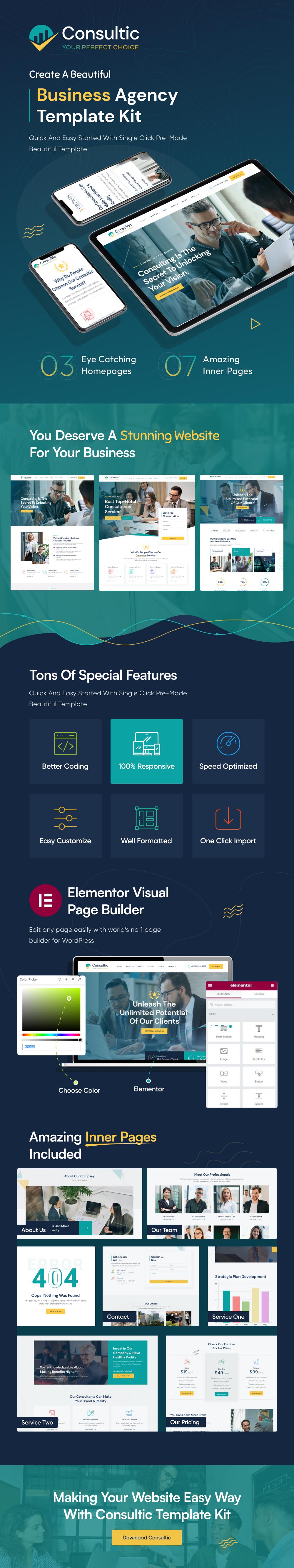 Consultic - Business Agency Elementor Template Kit - 1