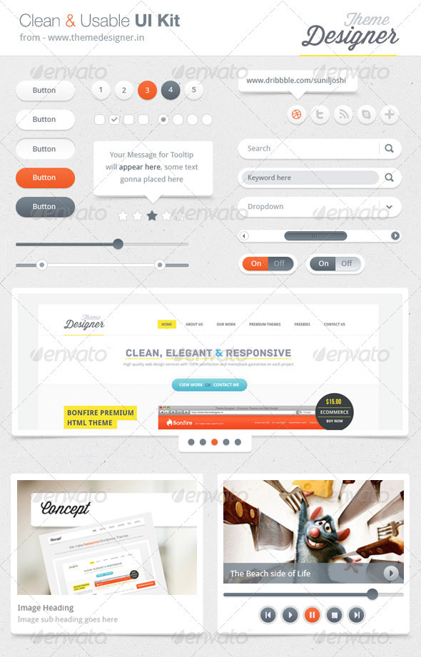 Clean UI Kit - GraphicRiver Item for Sale