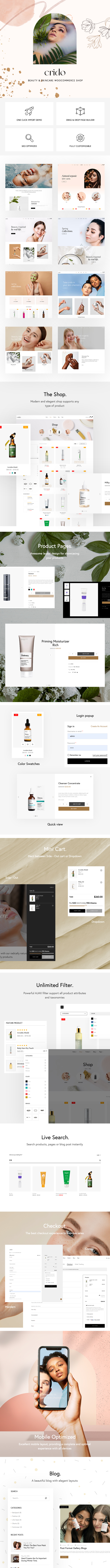 Beauty Skincare WooCommerce WordPress Theme Crido Preview