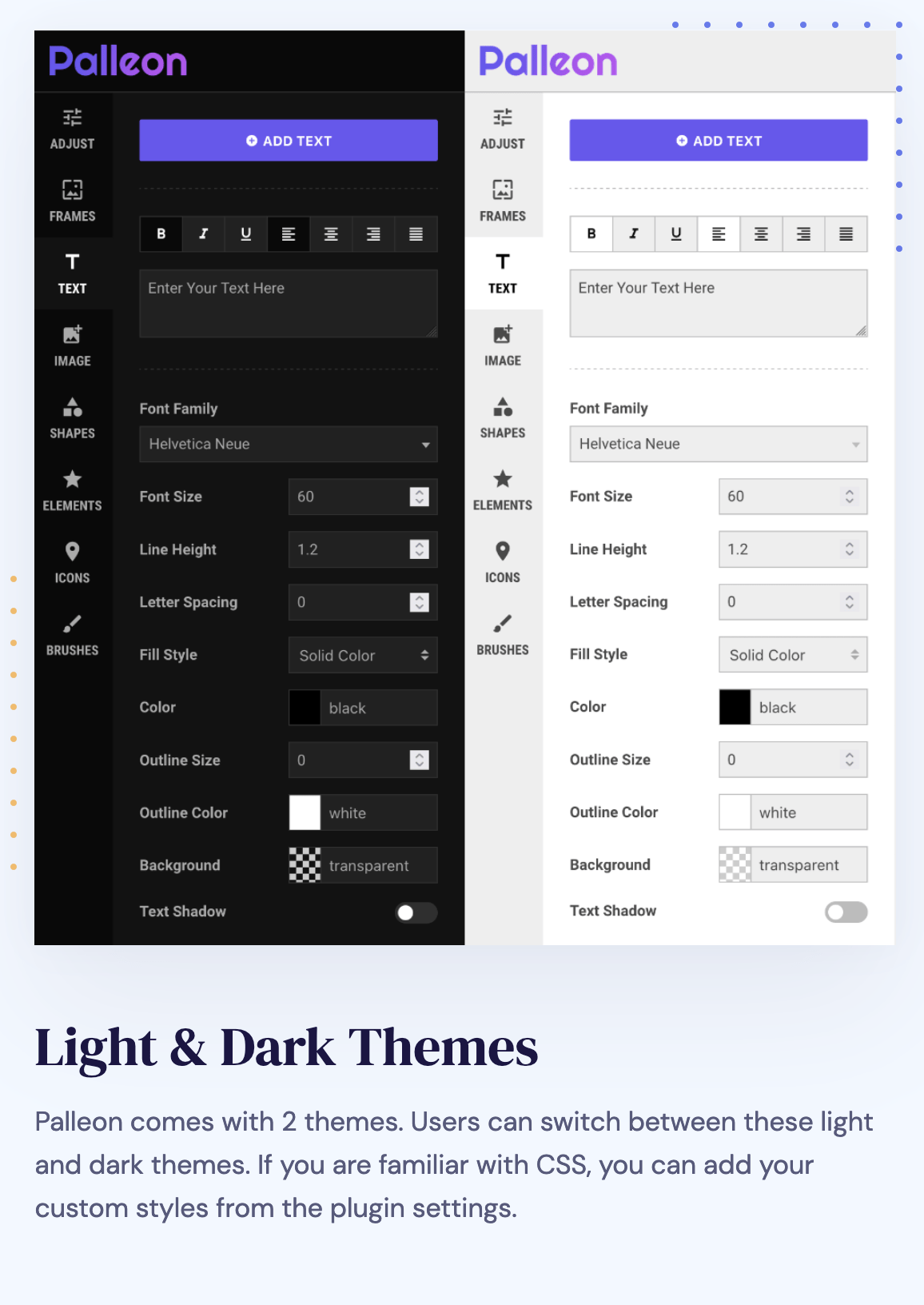 light and dark themes