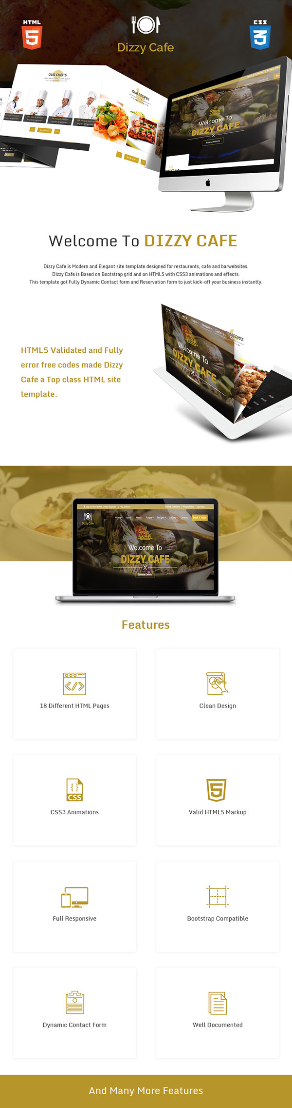 Dizzy Cafe - Responsive Restaurant/Cafe Site Template - 1