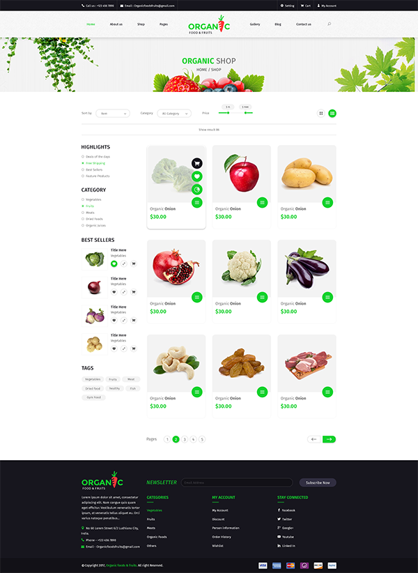 Organic Food and Fruits OpenCart Theme