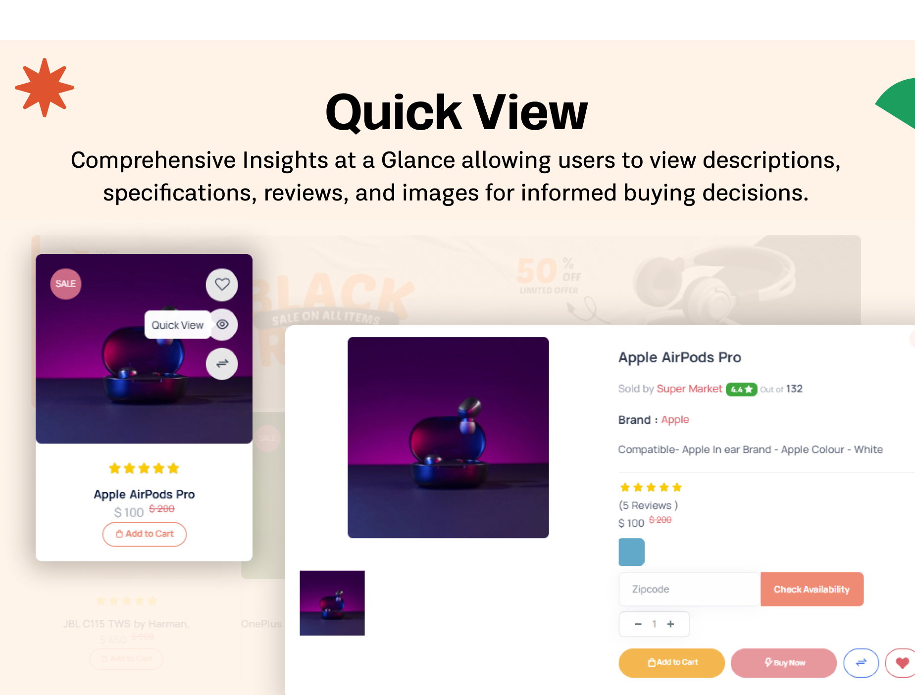 Quick View - eShop website for Multi vendor ecommerce marketplace / CMS