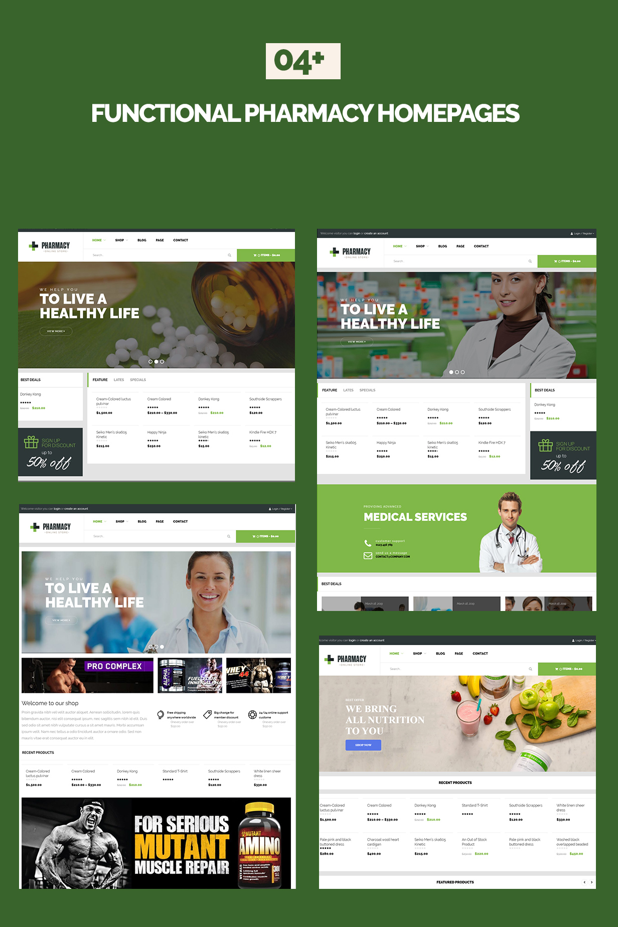 4+ Homepage Demos Pharmacy Responsive Medicine & Healthcare WordPress Theme