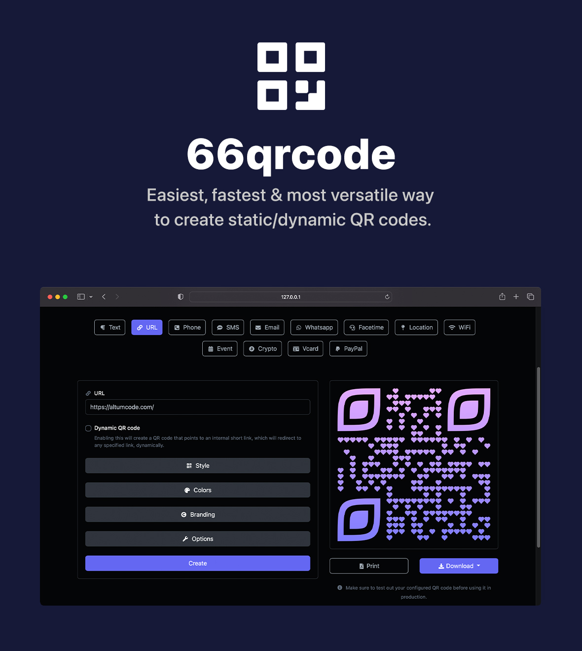 66qrcode - Ultimate QR Code Generator & URL Shortener (SAAS) - 1