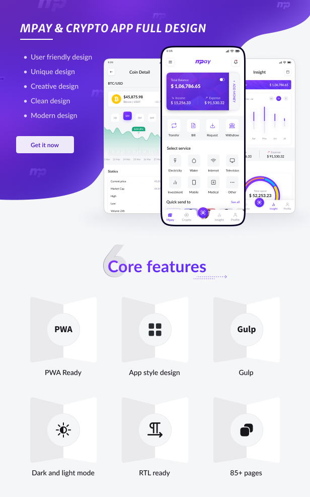 Mpay - E Wallet & Banking HTML Mobile Template