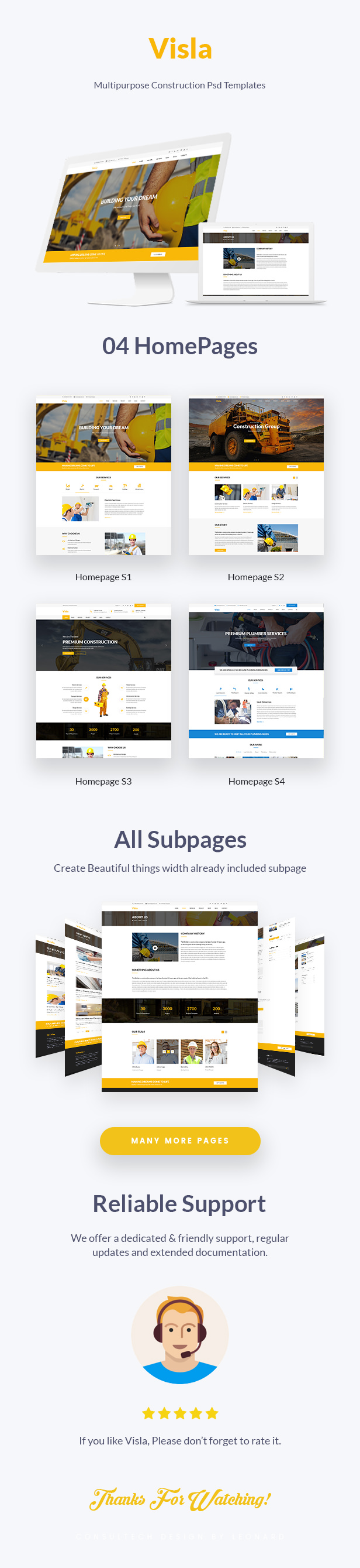 Visla | Multipurpose Construction PSD Template - 1