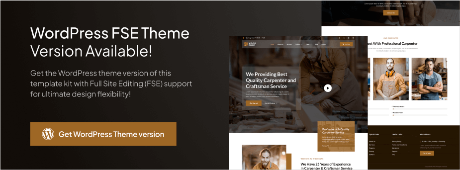 Woodzone – Carpenter & Craftsman Elementor Template Kit - 1