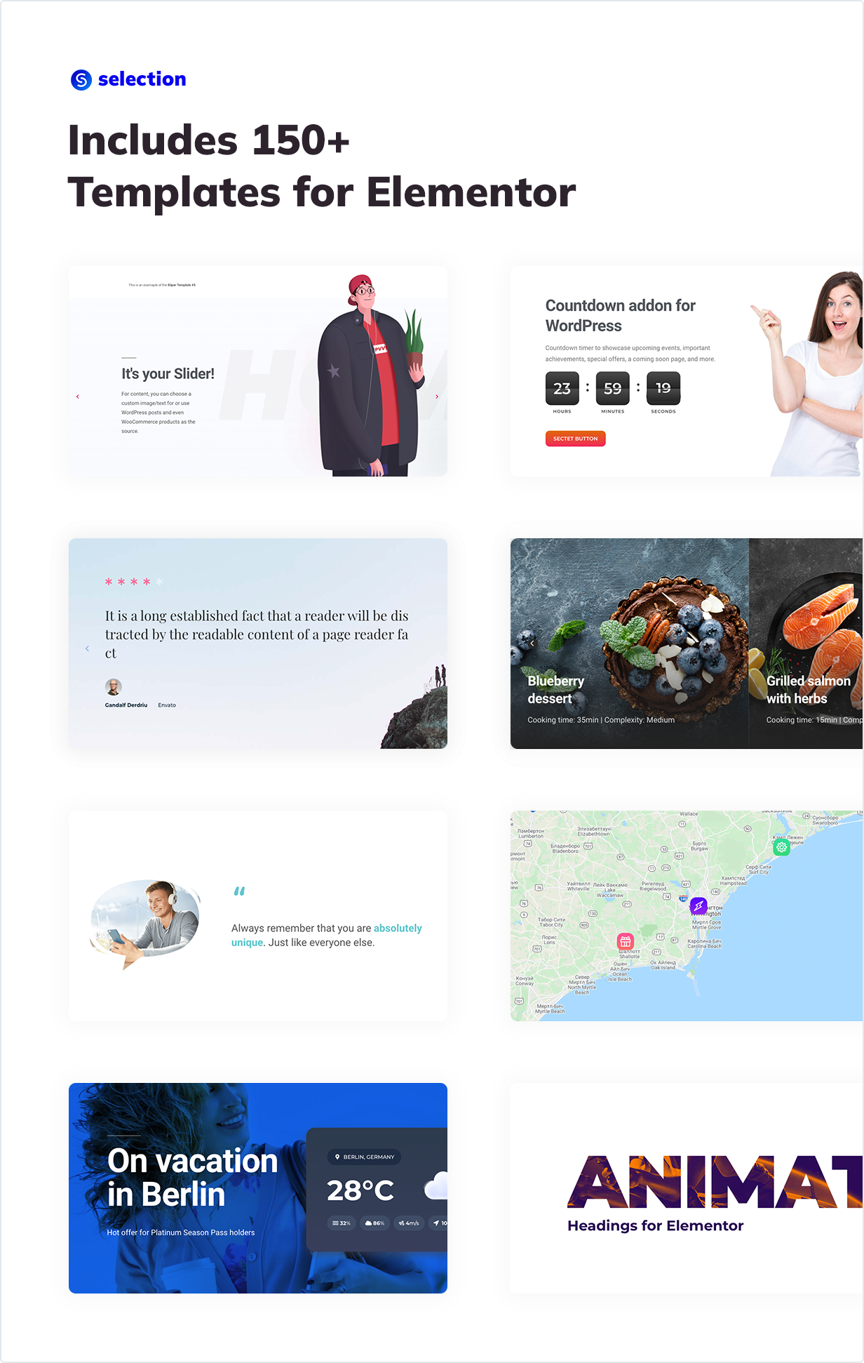 Includes 150+ Templates for Elementor