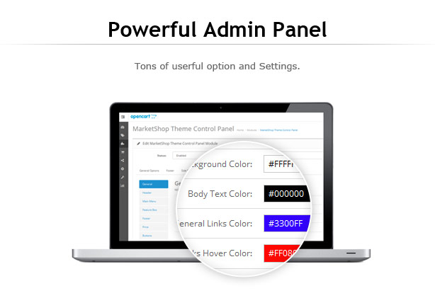 marketshop theme-admin control panel