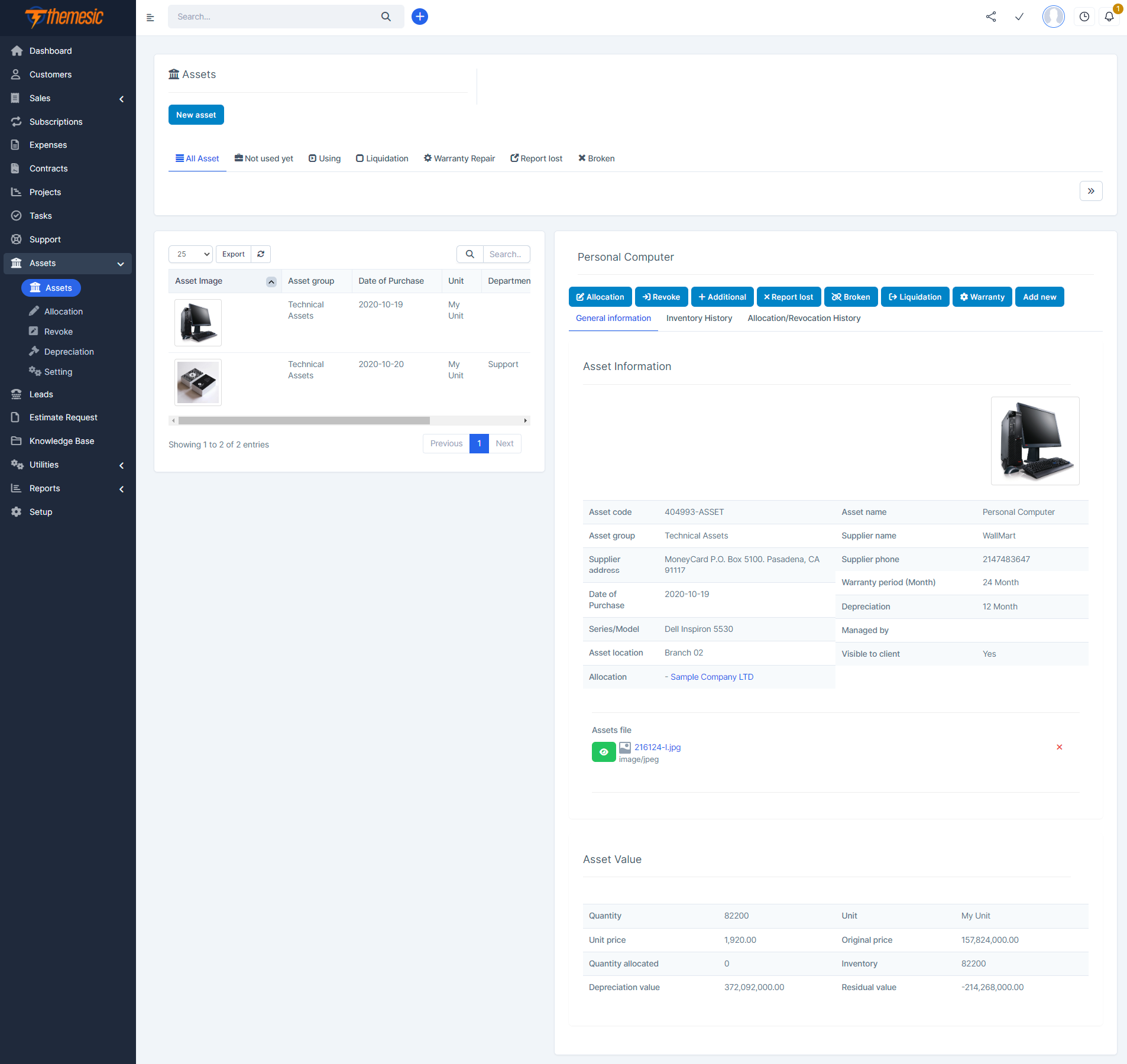 Assets Management module for Perfex CRM - Organize company and client assets - 4