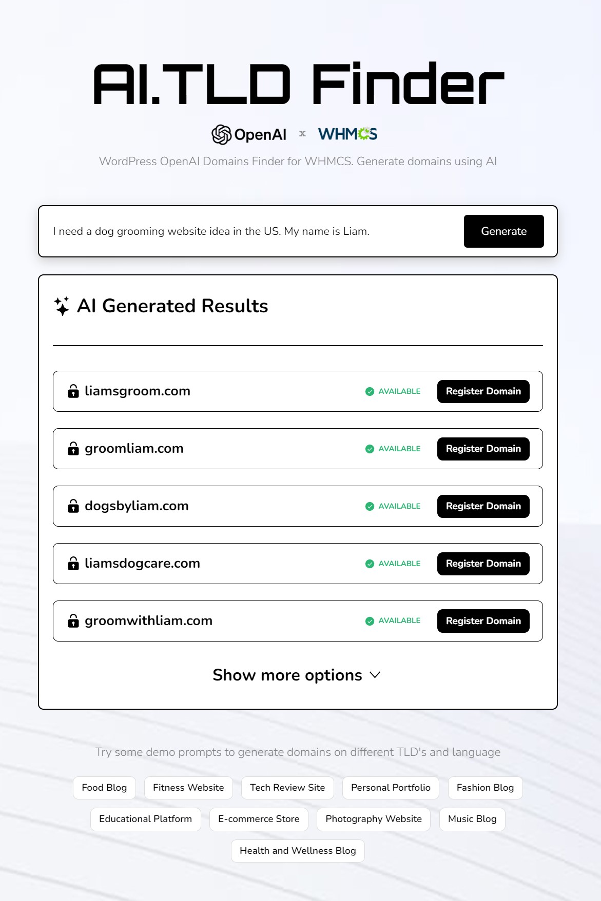 AI.TLD: WordPress Domains Finder using OpenAI